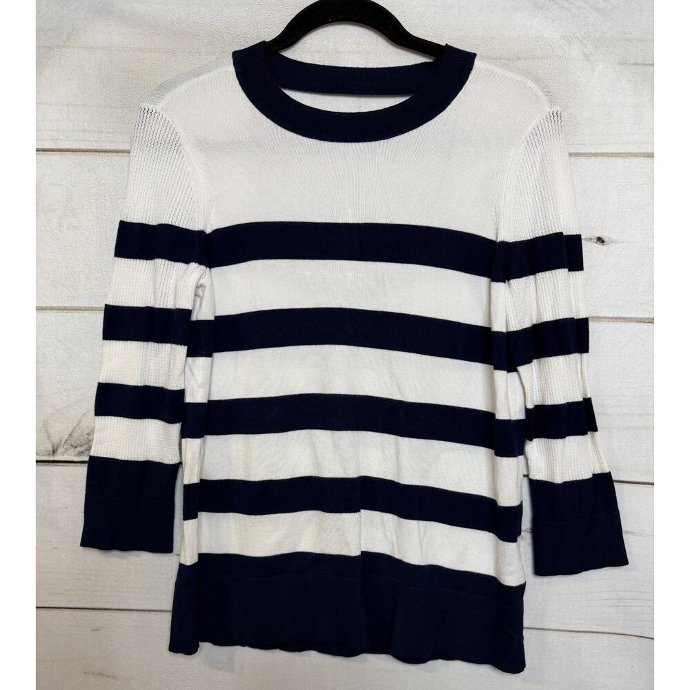 Liverpool Sweater S Navy Blue White Stripes Nautical Everyday Wear Comfy Fit‎